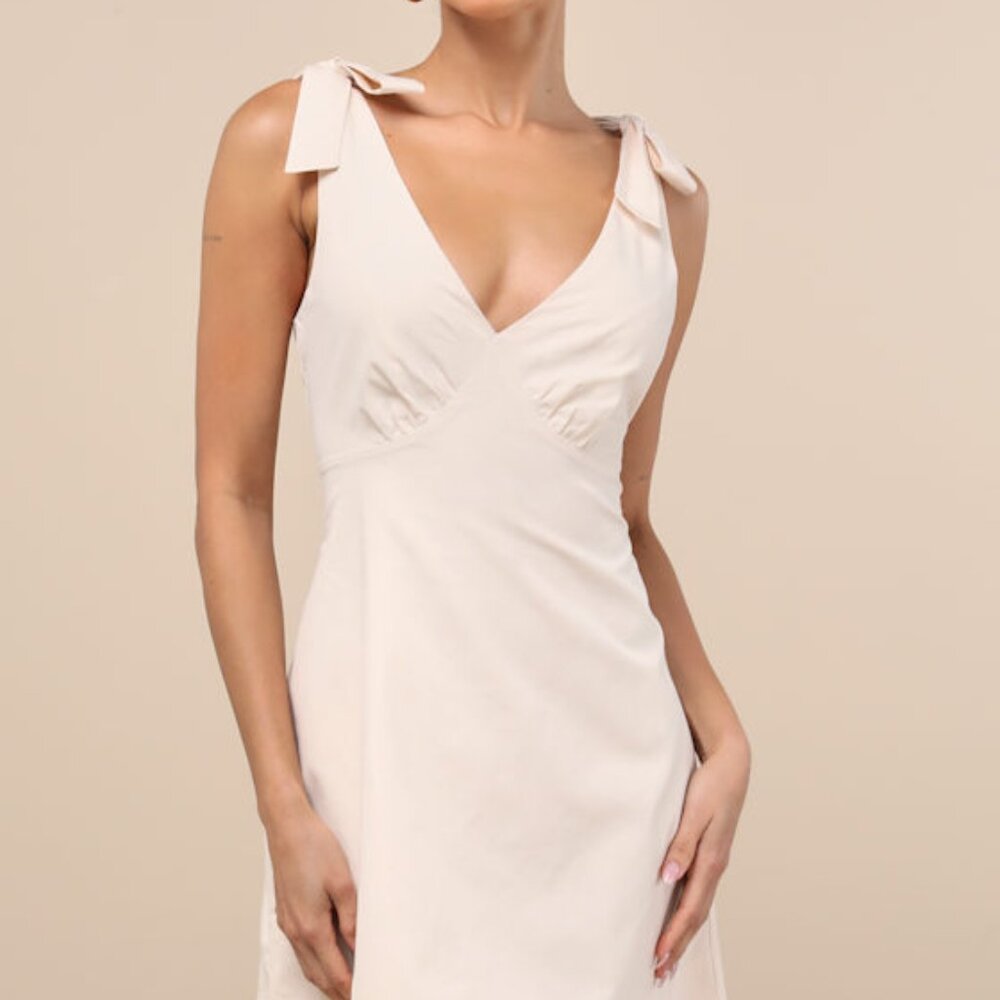 Lulus Gabriella Cream Tie-strap Mini Dress White - Size S